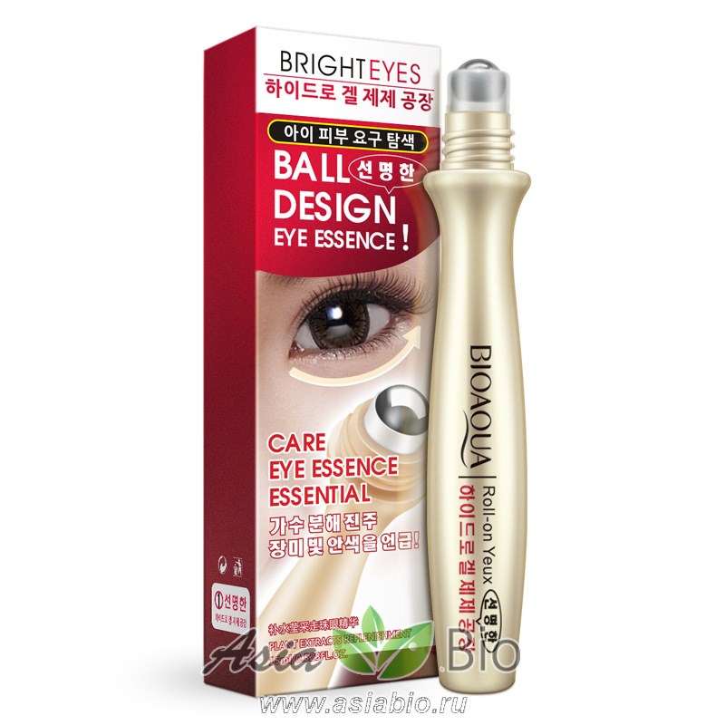( 7601 ) Крем для кожи вокруг глаз с массажным охлаждающим роликом "BioAqua Ball Design Eye Essence" - при усталости глаз, питание,увлажнение